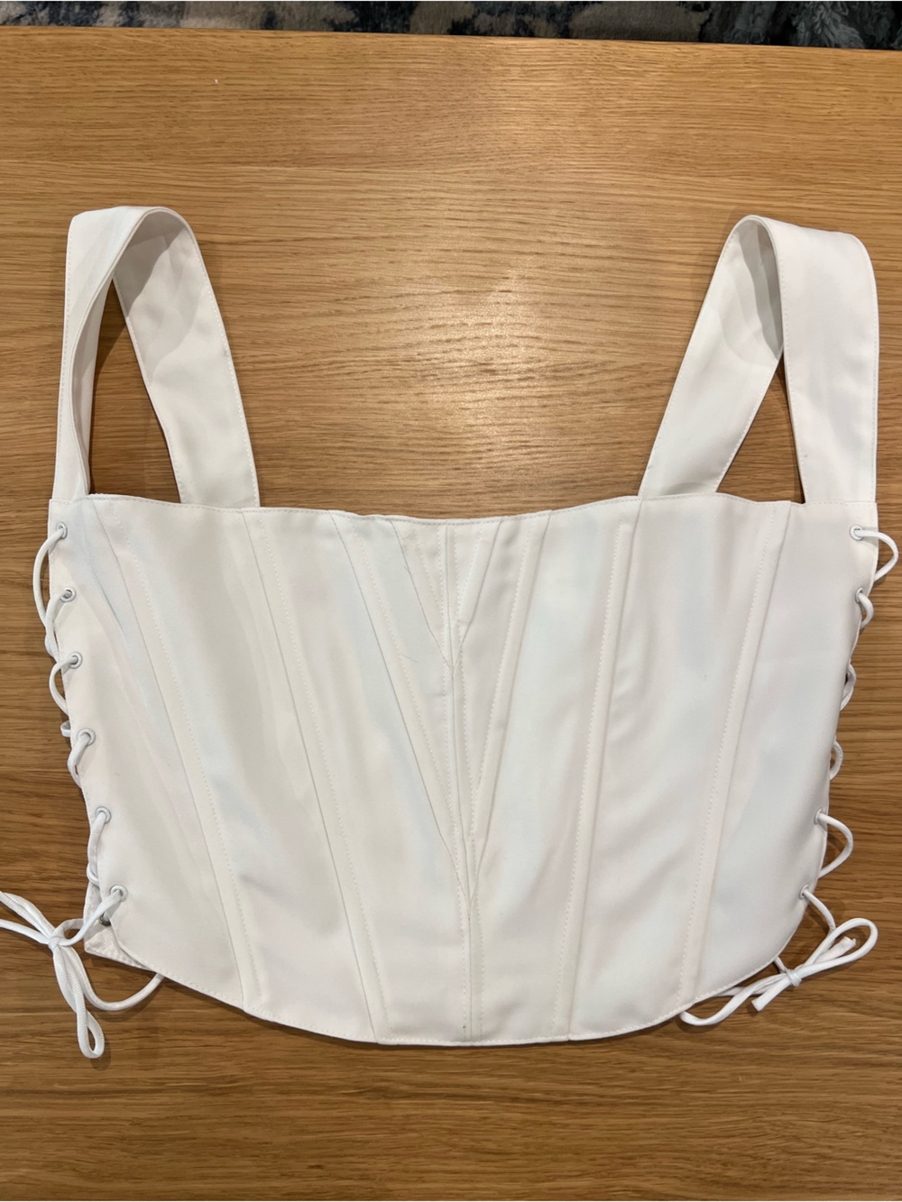 White Lace-Up Corset Crop Top